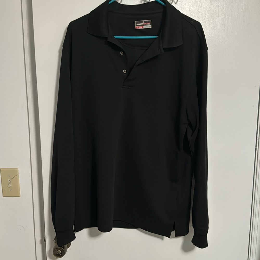 Grand slam performance men’s large black button up long sleeve polo